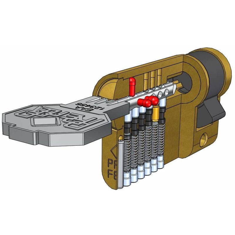 Image of serratura per basculante/garage cilindro a profilo europeo interasse 70 mm con leva di sblocco antieffrazione, chiavi punzonate