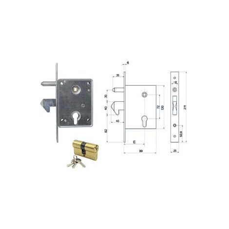 SERRATURA PER CANCELLI SCORREVOLI A GANCIO SPORGENTE E PERNO 7700400 mm.60 (7700460) ISEO