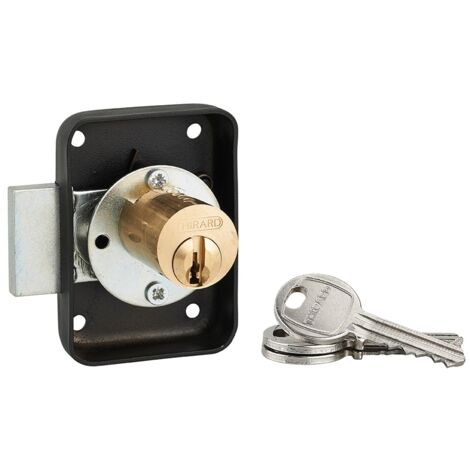 Serratura per mobile, mobilio, destra, asse 25mm, 70x50mm, nero, 3 chiavi - THIRARD