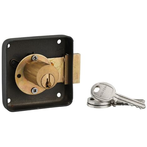 Serratura per mobile, mobilio, sinistra, asse 40mm, 70x70mm, nero, 3 chiavi - THIRARD