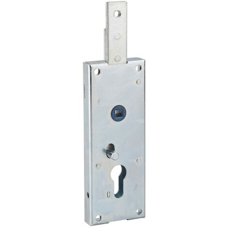Serratura per porta basculante 1 punto in alto, a cilindro europeo, per garage, 60x160mm, quadro 7mm, zincato - THIRARD