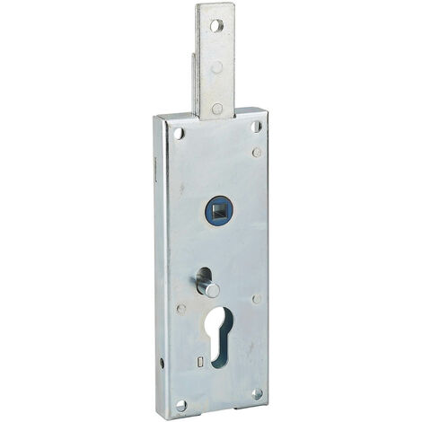 Serratura per porta basculante 1 punto in alto, a cilindro europeo, per garage, 60x160mm, quadro 7mm, zincato - THIRARD