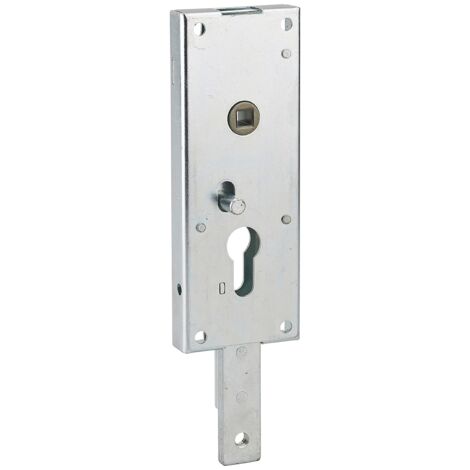 Serratura per porta basculante 1 punto in basso, a cilindro europeo, per garage, 60x160mm, quadro 7mm, zincato - THIRARD