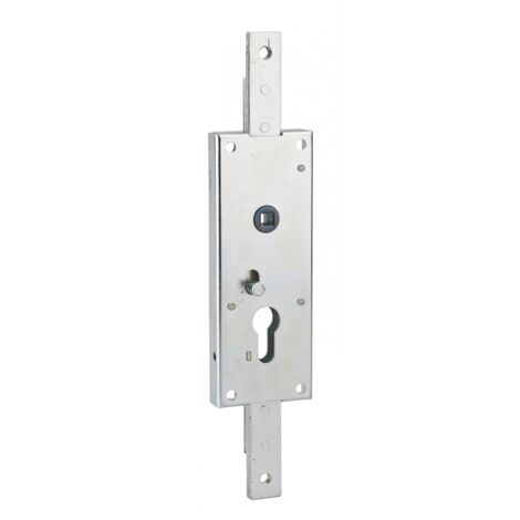 Serratura per porta basculante 2 punti alto e basso, a cilindro europeo, garage, 60x160mm, quadro 7mm, zincato - THIRARD
