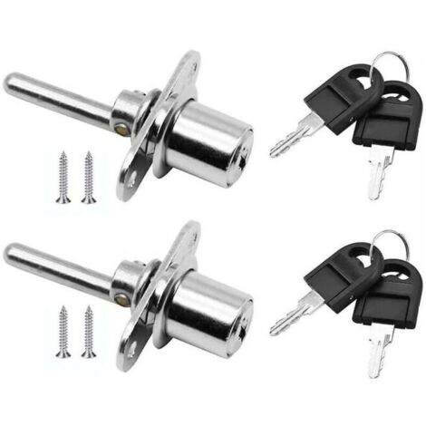 Serratura per porta/cassetto in 2 pezzi (argento) con chiave, serratura a pistone per mobili, diametro 16 mm, lunghezza 61 mm