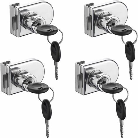 Serratura per porta in vetro, cromata, antiruggine. Serratura di sicurezza ad alta precisione, facile da installare senza perforazione, adatta per porte in vetro da 5-8 mm senza perforazione (4 pezzi 