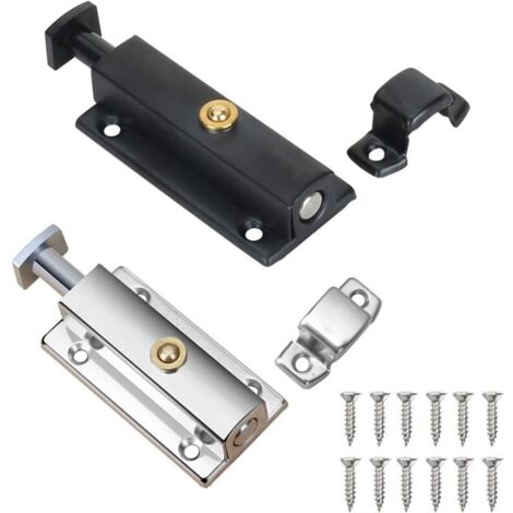 Serratura per porta interna in 2 pezzi, serratura per porta del bagno con pomello a molla, argento, serratura automatica per porta nera da 4 pollici/100 mm, per proteggere porte di camere da letto e a