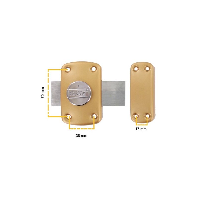 Image of Serratura per Porta Klose Besser a Bottone (3 - 5 chiavi), 45 mm (fori 70 x 38 mm), Qualità Europea 45mm con apertura