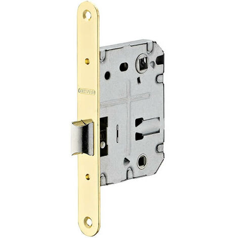 Serratura per WC da incasso, asse 50mm x 70mm, piastra frontale in acciaio con estremità rotonde - Thirard