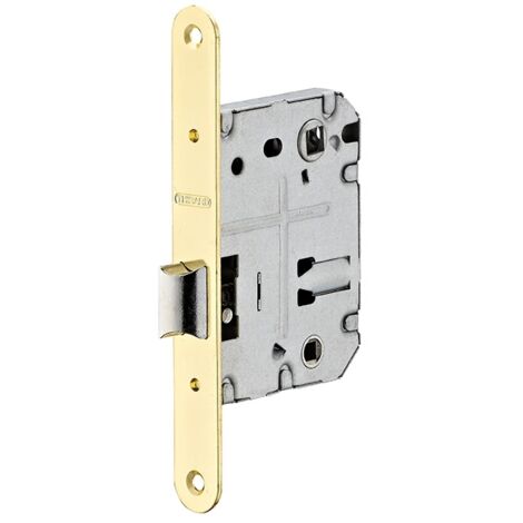 Serratura per WC da incasso, asse 50mm x 70mm, piastra frontale in acciaio con estremità rotonde - Thirard