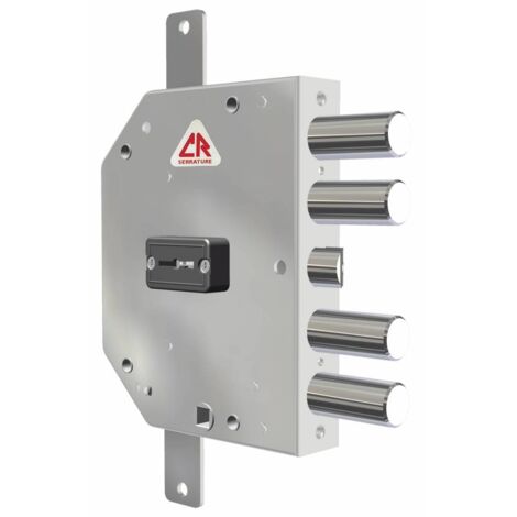 Serratura Porta Blindata a Doppia mappa - applicazione planare con scrocco e 4 catenacci - entrata 60 mm Mano Sinistra - 2155/28 MRX