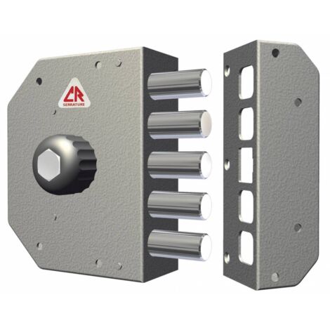 Serratura Porta Blindata con Cilindro Chiusura latelare 5 Catenacci e pomolo interno - Entrata 60 mm Ambidestra - 3000-02N