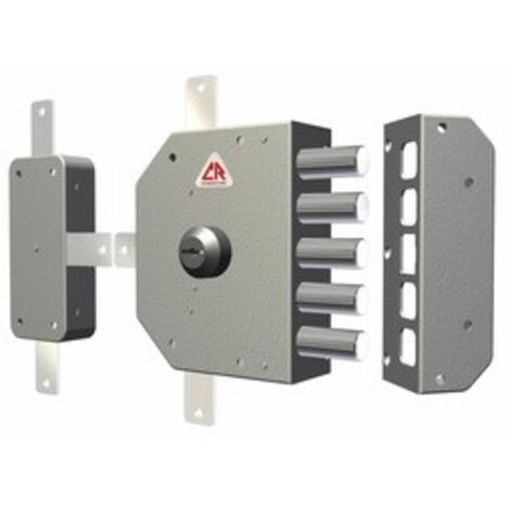 Serratura Porta Blindata con Cilindro Chiusura Quintupla 5 Catenacci + Chiave - Entrata 60 mm Mano Sinistra - 3300C-02N