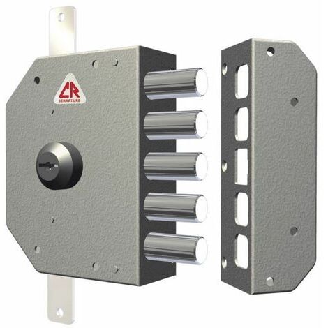 Serratura Porta Blindata Senza aste con Cilindro Chiusura Triplice 5 Catenacci + chiave - Entrata 60 mm Mano Sinistra - 3200C-02N
