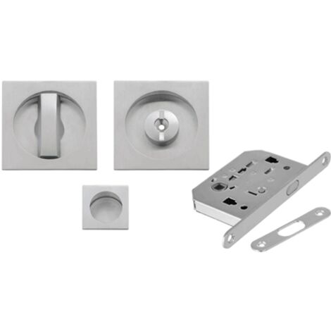 Serratura Porta Scorrevole Kit Quadro Cromo Satinato
