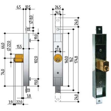 Serratura Prefer Serrande 2 CH.VER.DIR 6601 [6601.0010.0200]