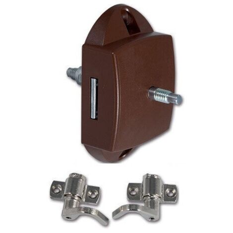 Serratura push-lock bilaterale con ganci marrone