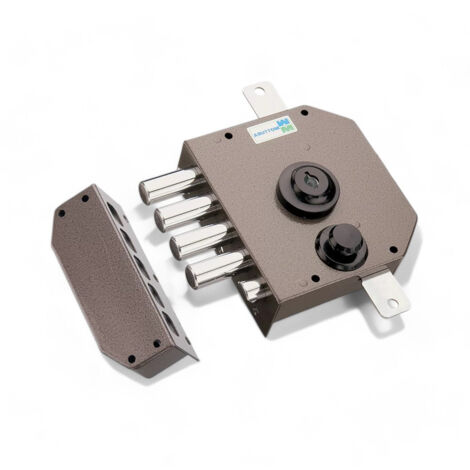 Serratura quintuplice a pompa con mezzo giro e pomolo apertura interna cilindro esterno 30 lunghezza 60 mm chiavistelli 40 mm