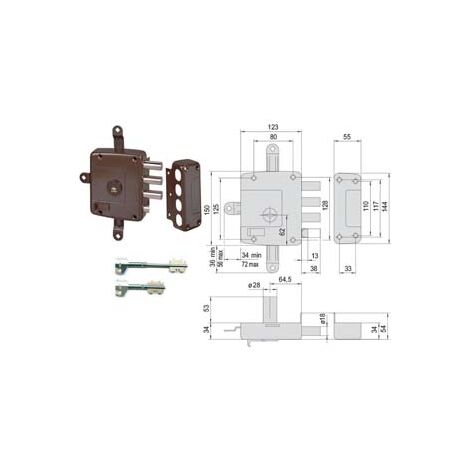 SERRATURA QUINTUPLICE APPLICARE CON SCROCCO DOPPIA MAPPA 57177- - mm.64 SX (157177602) - 1 pezzi CISA