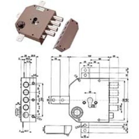 SERRATURA QUINTUPLICE DA APPLICARE CON SCROCCO CILINDRO EUROPEO 38650- - mm.60 SX (38650VS00J) - 1 pezzi MOTTURA