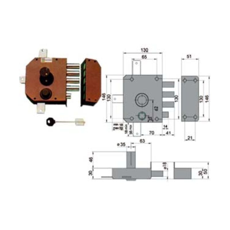 Serratura quintuplice da applicare con scrocco