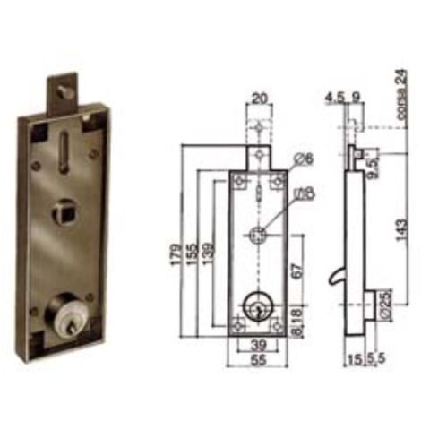 SERRATURA BASCULANTE B551 30 CON CILINDRO TONDO PREFER