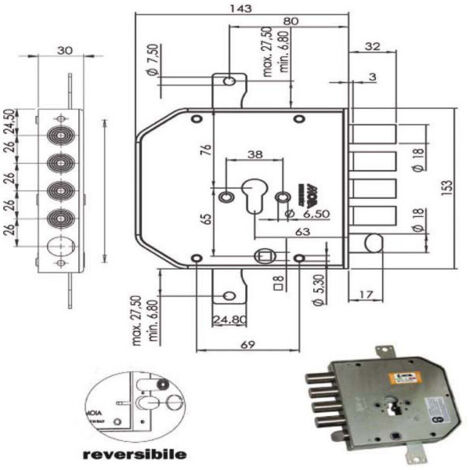 Serratura Sic.Triplice Sx Cil. E63 Ap954 Moia