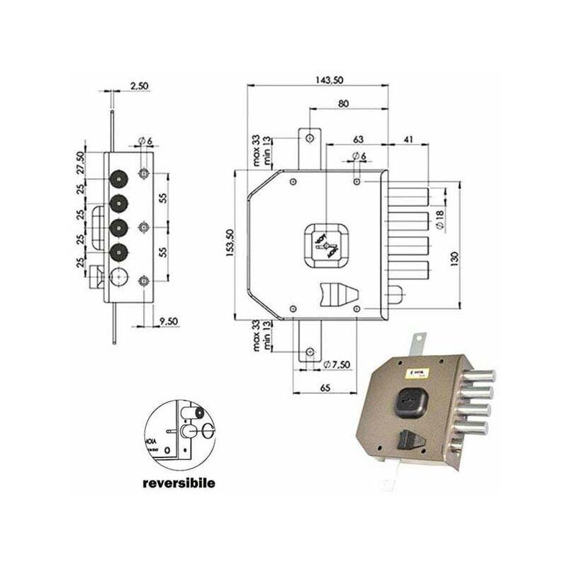 Moia Serrature - serratura sic.triplice sx dm G414...