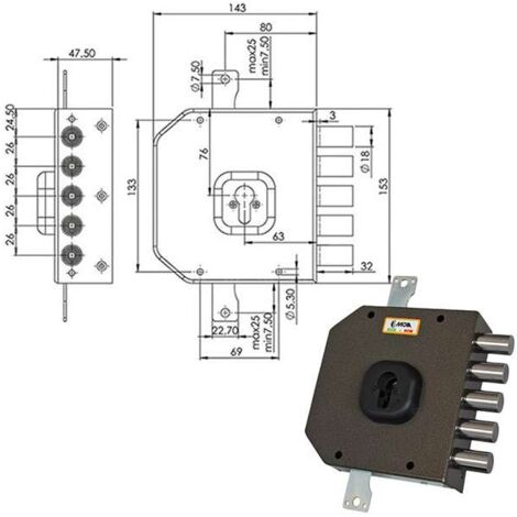 Serratura Sicura Triplice a Cilindro Sx Modello A453 Moia