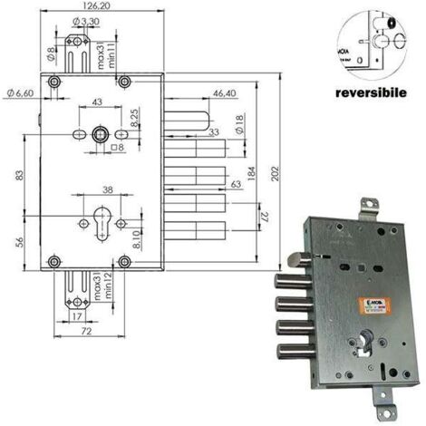 Serratura Sicura Triplice Cilindro  E63 Rci664+33/270 Moia