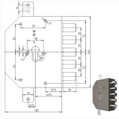 Serratura Sicura Triplice Dx Cilindro  2200Pe Cr