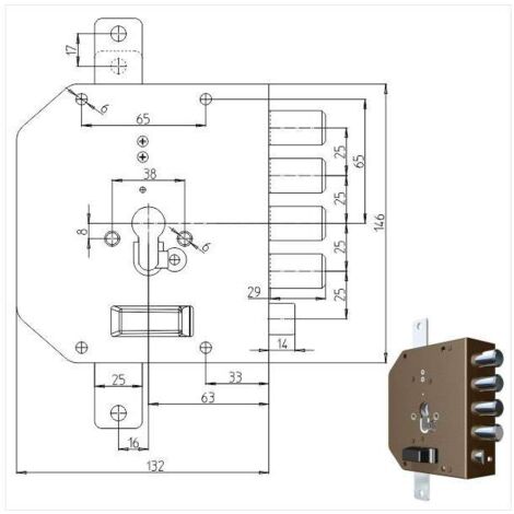 Serratura Sicura Triplice Dx Cilindro 2250Pe Mc Cr