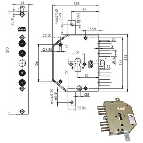 Serratura Sicura Triplice Sx Cilindro  E60 Cp954Dfb Moia