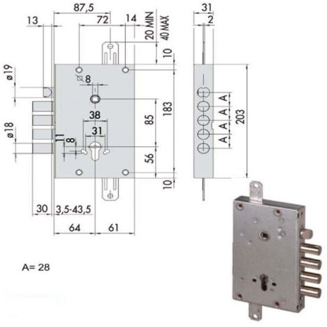SERRATURA SICUREZZA TRIPLICE       56515-28-B CISA
