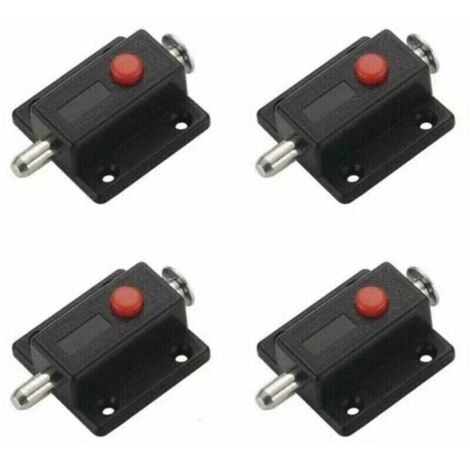Serratura Targette, chiusura di sicurezza automatica con pulsante a molla per armadi, porte interne ed esterne, finestre, armadi, camera da letto, bagno - 4 pezzi (nero) - DPZ
