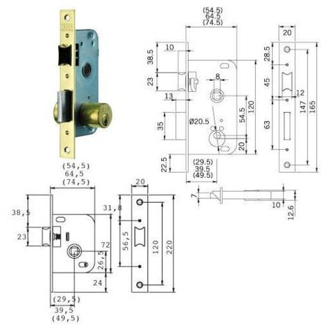 Serratura tesa 2005-hl/30 reversibile fronte stretto