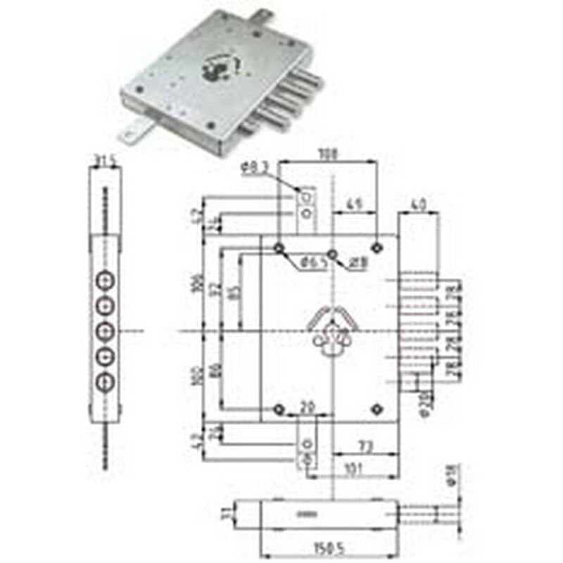 Serratura Tripl. Applicare Cil. Europeo Con Scrocco Blind. Heavy Mm...