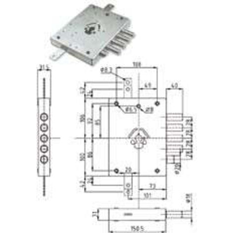Serratura tripl. applicare cil. europeo con socco blind. heavy mm.73 - Specifiche: mm 73 (IMB NE42 7) reversibile imb. industriale
