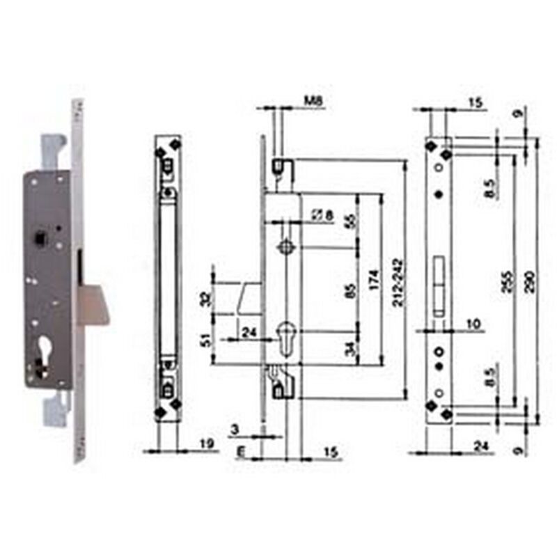 Image of Serratura tripl. infilare montanti e persiane solo caten. con quadro 783 - MM.35 (783380354)