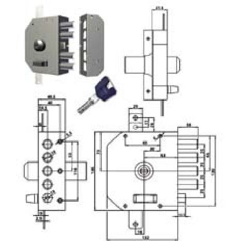 SERRATURA TRIPLICE APPLICARE C/SCROCCO A POMPA CH. PIATTA K55 3250K55  cilindro 60 DX (3250K55)    CR