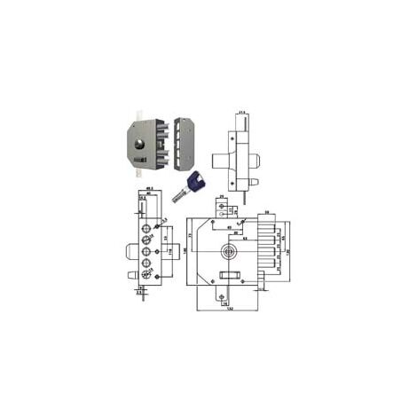 SERRATURA TRIPLICE APPLICARE C/SCROCCO A POMPA CH. PIATTA K55 3250K55  cilindro 60 SX (3250K55)    CR