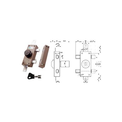 SERRATURA TRIPLICE APPLICARE CON POMOLO A POMPA 34329- - mm.30 cilindro ø mm.34 (34329V600X) - 1 pezzi MOTTURA