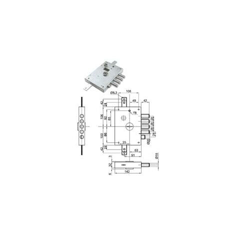 Serratura triplice applicare con s. doppia mappa blind. heavy mm.63 - Specifiche: mm 63 DX (IMB 6111 2 DE) imballo industriale