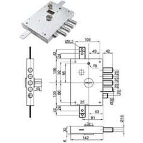 Serratura Triplice Applicare Con Scr. Doppia Mappa Blind. Heavy Mm.73  - mm.73 DX (IMB 7111 2 DE) in busta