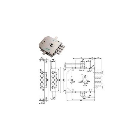 SERRATURA TRIPLICE APPLICARE CON SCROCCO CIL. EUROPEO BLINDATE 85555  mm.63 SX (85555S)    MOTTURA