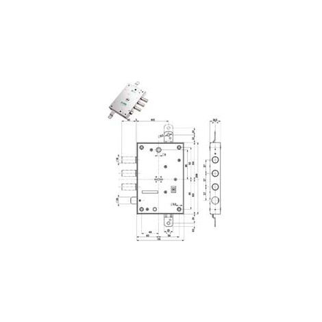 SERRATURA TRIPLICE APPLICARE CON SCROCCO DM BLINDATE 52571ML/37  mm.63 DX/SX (52571ML 37 36)    MOTTURA