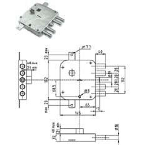 Serratura Triplice Applicare Con Scrocco Doppia Mappa Blindate Strong - mm.65 DX (SER 3221 2DB)