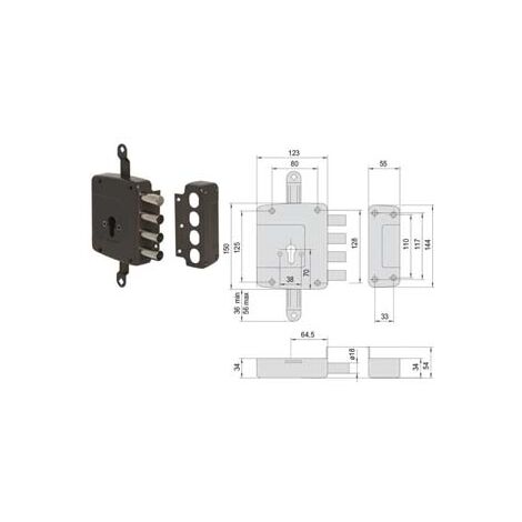 SERRATURA TRIPLICE APPLICARE SOLO CATENACCIO CILINDRO EUROPEO 56162- - mm.64 SX (156162602) - 1 pezzi CISA