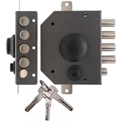 SERRATURA TRIPLICE C/ASTE E60 DX """TECO T1460""" C/POMOLO+SCROCCO CHIAVE CE