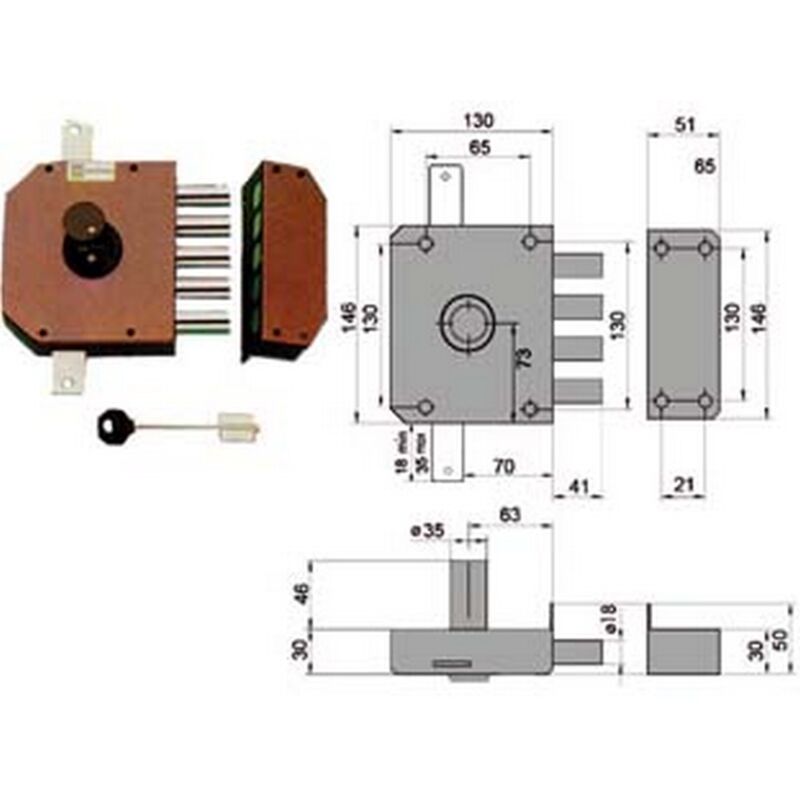 Image of Mottura - serratura triplice da applicare senza scrocco doppia mappa 20520 - MM.60 dx (20520VDDMX)